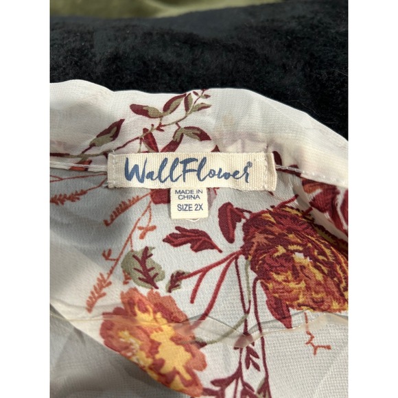 Wall Flower Kimono Cardigan Floral Print White Red Yellow Women's 2X - Picture 4 of 5